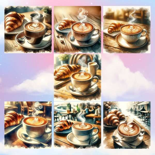 7 JPG File : A steaming cup of rich and aromatic coffee, Watercolor food, Drink clipart, Digital Download, Card Making, Digital Paper Craft