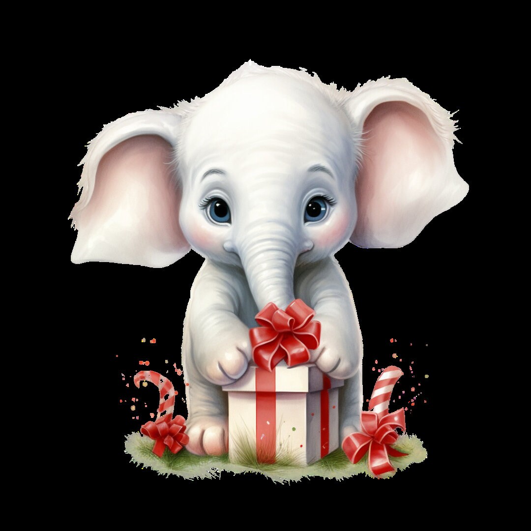 Set of Christmas Elephant Clipart High Quality , Tshrit, Merry