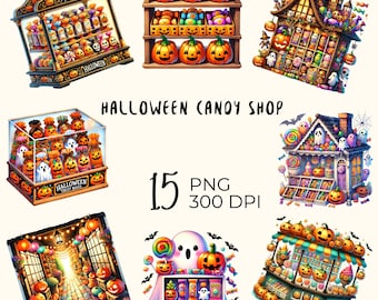 Clipart magasin de bonbons Halloween : graphismes PNG Spooky Sweets (15 fichiers)