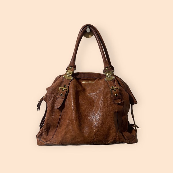 Vintage Miu Miu Brown Vitello Bow Top Handle Bag