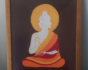 Buddha Yarn Painting, Minimalist Natural Wall Decor for Living Room, Bedroom, Housewarming Gift