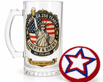 Jarra de cerveza America 250 con posavasos, edición de coleccionista Liberty & Brews