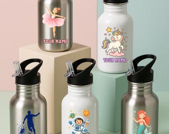 Botella de agua personalizada para niños: ¡agregue el nombre de su hijo!