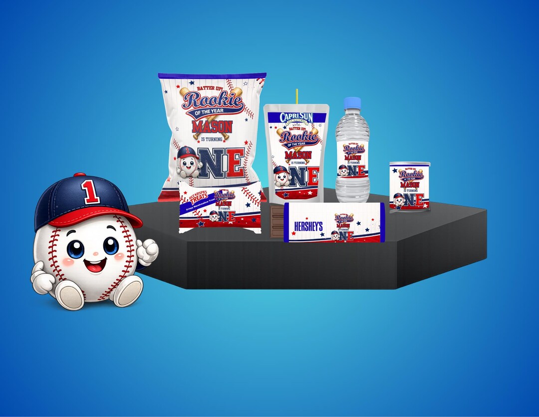 Baseball Rookie of the Year 1st Birthday Party Favor Bundle (printable ...