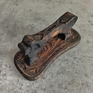 Hand-Carved Oak Door Handle in Scandinavian Rustic Style