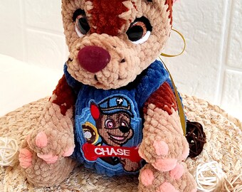 Chase ,,PAW Patrol « jouets au crochet . Fait à la main, unique en son genre