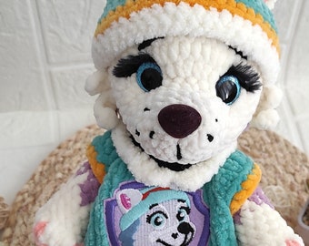 Everest ,,PAW Patrol « jouets au crochet . Fait à la main, unique en son genre