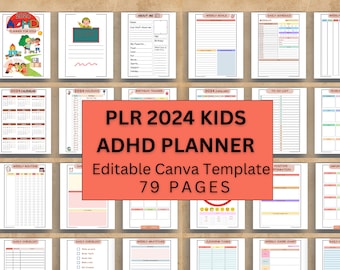 2024 Kid's ADHD Planner Commercial Use Digital Planner ADHD For Kids 2024 Planner PLR Digital Planner 2024 Adhd Planner Printable kids