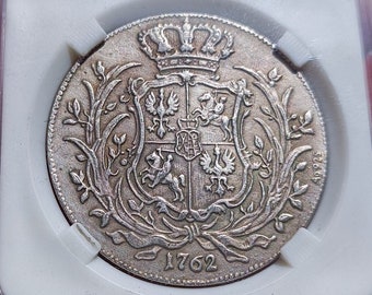1 Talar de August III Sas 1762 de Pologne Lituanie Reproduction Réplique Numismatique Rare