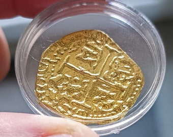 Pièce Doublon d'or Espagnol Pièce de monnaie Pirates Reproduction Réplique Numismatique Rare