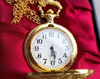Gold Quartz Pocket Watch Pendant Gold Plated Fine Gold