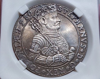 1/2 Thaler Półtoratalar 1580 de Stefan Batory Pologne Lituanie Reproduction Réplique Numismatique Rare