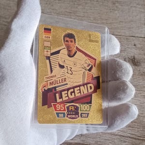 Carte Panini du célèbre Footballeur Thomas MÜLLER Plaqué Or 24 carats Reproduction Réplique de collection Rare