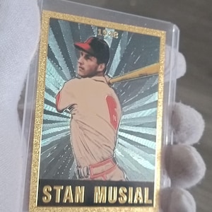 Carte de collection du célèbre Baseballeur Stan MUSIAL 1948 Plaqué Or 24 carats Reproduction Réplique de collection Rare Certifié
