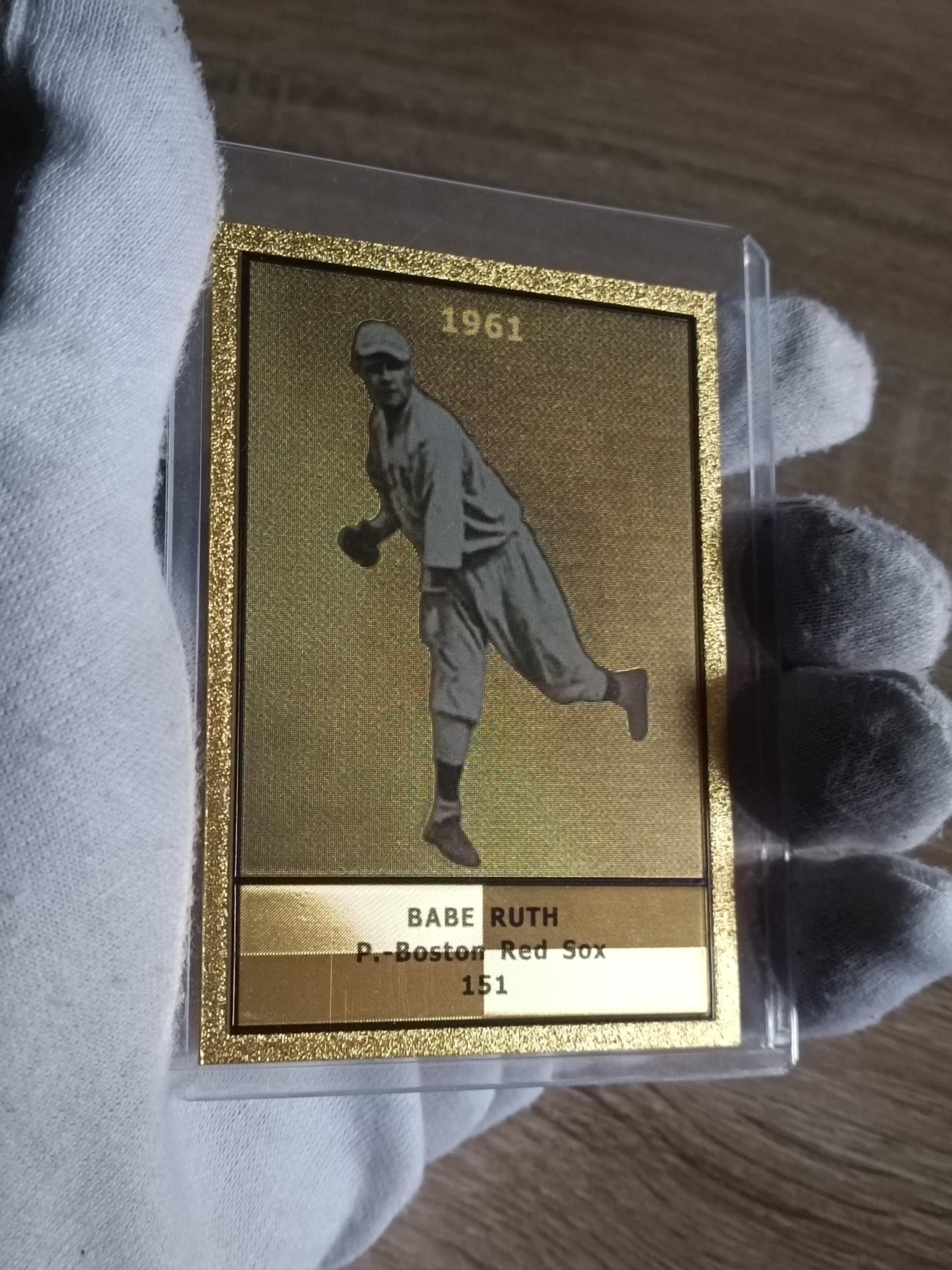 90s Babe Ruth OLD GOLD メタルサインボード Babe Ruth ~ 22k Gold Foil Baseball Card, 1996, Plastic Holder, w