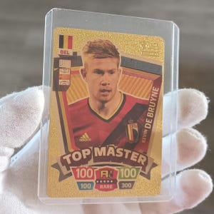 Carte Panini du célèbre Footballeur Kevin De Bruyne Plaqué Or 24 carats Reproduction Réplique de collection Rare