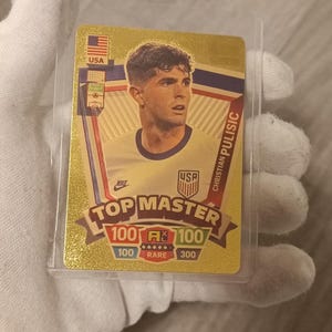 Carte Panini du célèbre Footballeur Christian PULISIC Plaqué Or 24 carats Reproduction Réplique de collection Rare