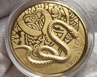 0.1g 999.9 Pure Gold Coin of the Golden Serpent for Investment or Gift