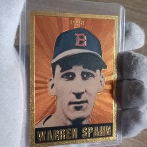 Carte de collection du célèbre Baseballeur Warren SPAHN 1948 Plaqué Or 24 carats Reproduction Réplique de collection Rare Certifié