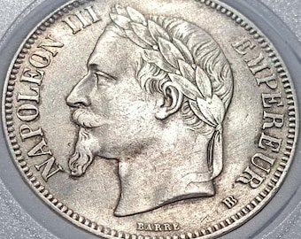 5フラン ナポレオン3世 1869 BB桂冠フランス皇帝ヘッド 純銀状態 FDC