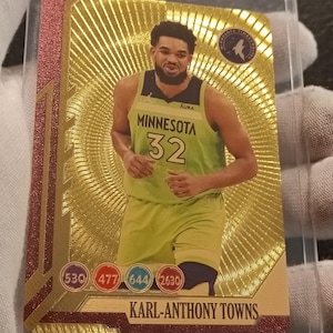 Carte du célèbre Basketteur KARL-ANTHONY TOWNS Plaqué Or 24 carats Reproduction Réplique de collection Rare