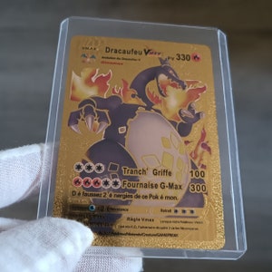 Carte Pokémon Dracaufeu Vmax PV 330 Plaqué Or 24 carats Reproduction Réplique de collection Rare