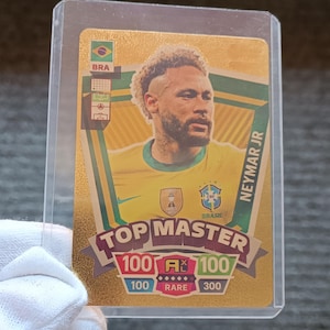 Panini-kaart van de beroemde voetballer Neymar da Silva Santos Júnior bekend als Neymar Jr. 24-karaats vergulde reproductie verzamelreplica Zeldzaam