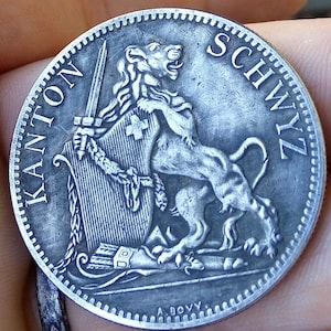 5 Francs Switzerland 1867 Kanton Schwyz Reproduction Rare Numismatic Replica