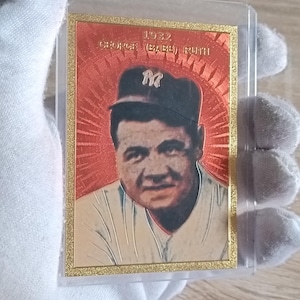 Collectible Card of the famous Baseball Player Georges Herman Ruth Babe Ruth 1932 24 carat Gold Plated Reproduction Collectible Replica Rare