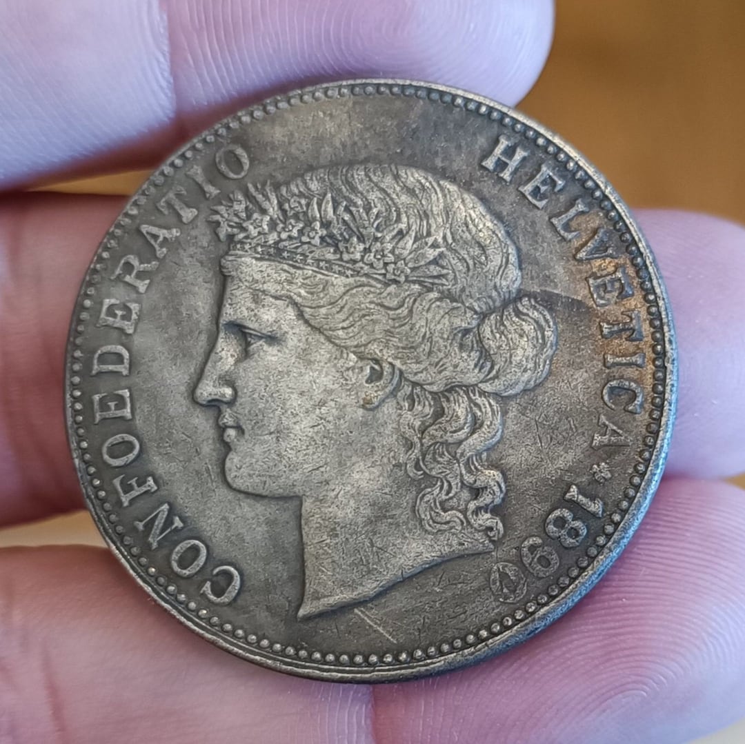 5 スイス フラン ヘルベティアの頭 1890 E 複製レア貨幣レプリカ
