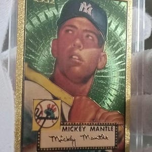 Famoso giocatore di baseball Mickey Mantle 1952 Trading Card 24k placcato oro riproduzione da collezione replica rara certificata