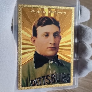 Tarjeta coleccionable del famoso jugador de béisbol Honus Wargner de Pittsburgh de 1909, chapada en oro de 24 quilates, réplica coleccionable, rara y certificada.