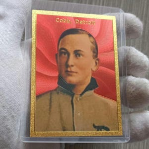 Tarjeta coleccionable de béisbol de Detroit de Ty Cobb, chapada en oro de 24 quilates, réplica coleccionable, rara y certificada.