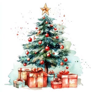 17 Weihnachtsbaum Clipart Bundle-Set, druckbare Aquarell Weihnachtscliparts, hochwertige JPG, digitaler Download, Papiermodell, Junk Journals