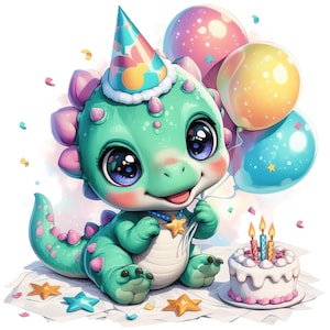 Paquete de imágenes prediseñadas de dinosaurios para 12 cumpleaños, ilustraciones de dinosaurios para fiestas, imágenes prediseñadas de acuarela imprimibles, JPG de alta calidad, manualidades de papel, diario basura