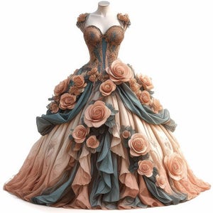 13 Victorian Era Fashion Clipart Bundle, Wydrukowalne akwarelowe sukienki balowe Clipart, Wysokiej jakości JPG, Papierowe rzemiosło, Tworzenie kartek, Dzienniki śmieci