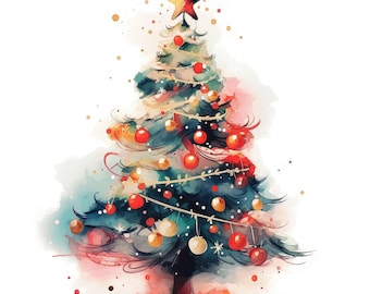 16 Weihnachtsbaum Clipart-Set, abstrakte Baum Illustrationen, druckbare Aquarell Clipart, hochwertige JPG, digitaler Download, kommerzielle Nutzung