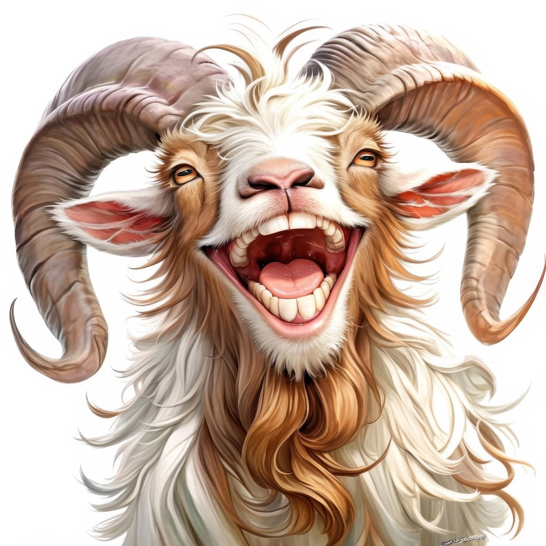 18 Funny Goat Clipart Bundle, Printable Watercolor Funny Goat Portrait Images, High Quality JPG, Digital download, Paper craft, Junk Journal