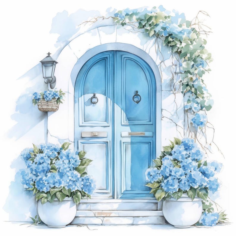 11 Summer Doors Clipart Bundle, Colorful Door Print Illustrations ...