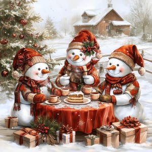 16 Xmas Snowman Clipart Bundle, Adorable Snowman Images Prints, Printable Watercolor Clipart, High Quality JPG, Paper craft, Junk Journals