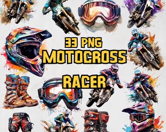 Peut inclure: Un ensemble de 33 illustrations numériques de pilotes de motocross. Les illustrations sont dans un style aquarelle et présentent des pilotes dans diverses poses, notamment en train de sauter, de tourner et de courir. Les illustrations sont parfaites pour une utilisation dans le scrapbooking numérique, la fabrication de cartes et d'autres projets créatifs.