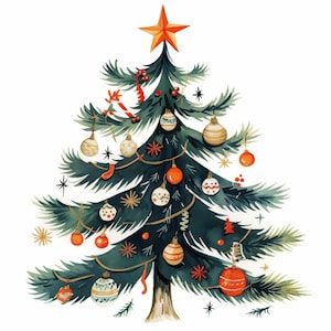 12 Skandinavischen Weihnachtsbaum Clipart Bundle, Art Illustrationen, druckbare Aquarell Clipart, hochwertige JPG, Papierhandwerk, Junk Journals