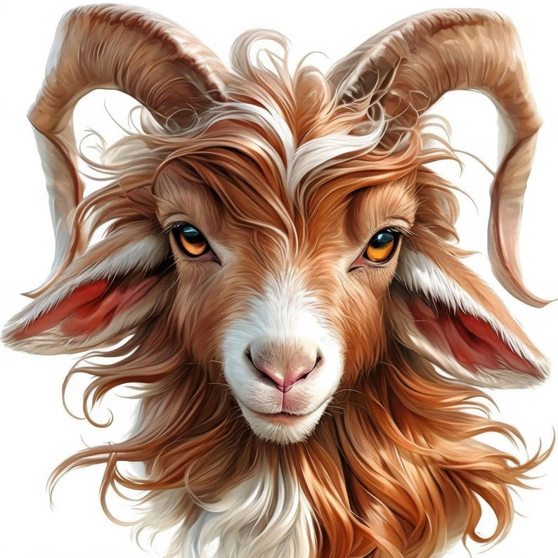 18 Funny Goat Clipart Bundle, Printable Watercolor Funny Goat Portrait Images, High Quality JPG, Digital download, Paper craft, Junk Journal