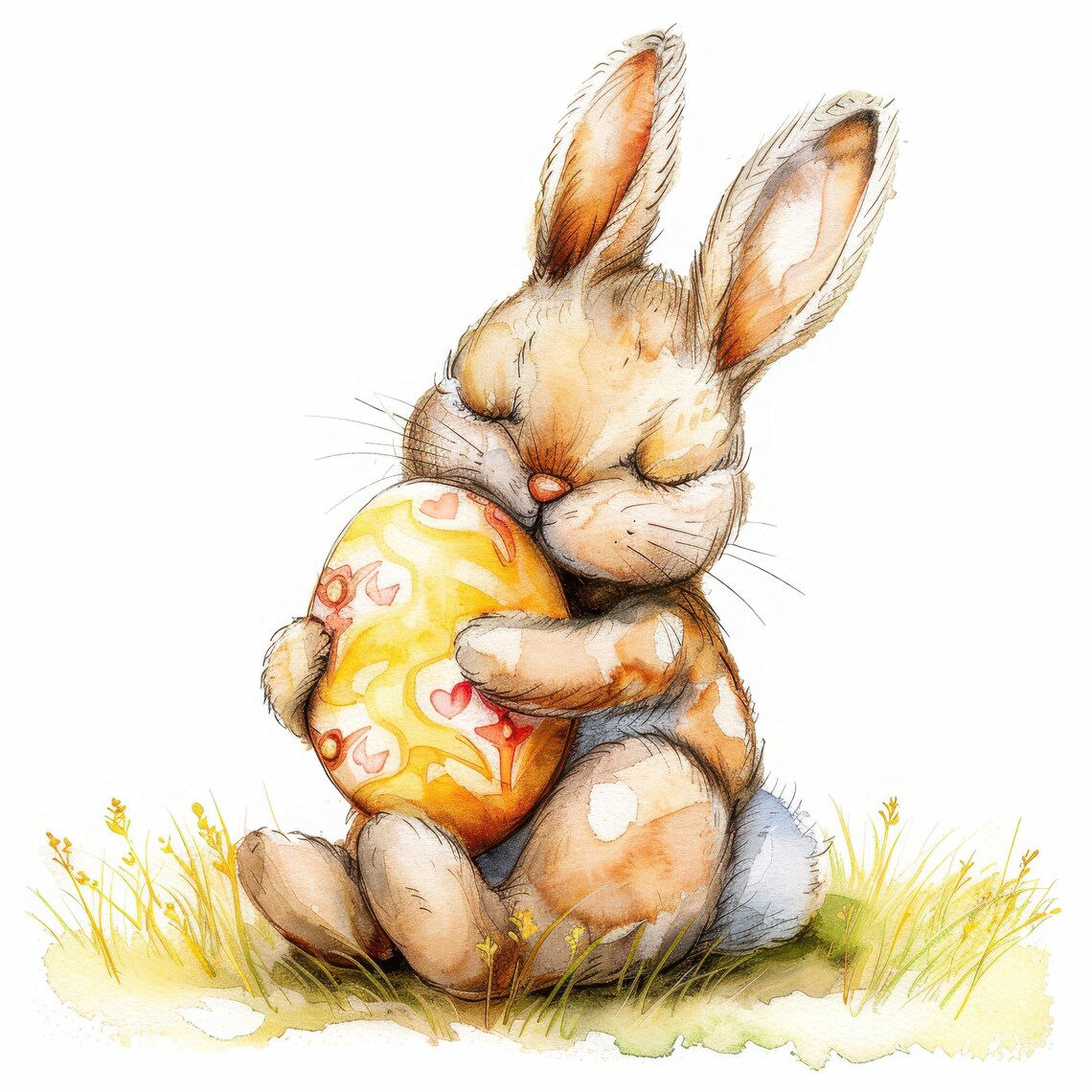 14 Easter Bunny and Egg Clipart Bundle, Easter Clipart, Printable ...