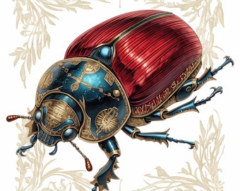 Paquete de 12 elegantes imágenes prediseñadas de escarabajos, imágenes de insectos con estilo shabby chic, imágenes prediseñadas de acuarela imprimibles, JPG de alta calidad, manualidades de papel, diarios basura