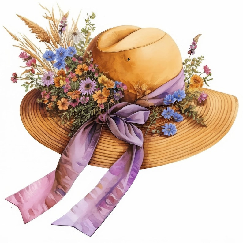 10 Spring Hat Clipart Bundle, Summer Hat Prints Illustrations ...