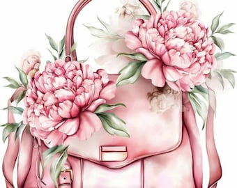 10 Spring Handbag Clipart Bundle, Spring Purse Illustrations, Printable Watercolor Clipart, High Quality JPG, Paper craft, Junk Journals