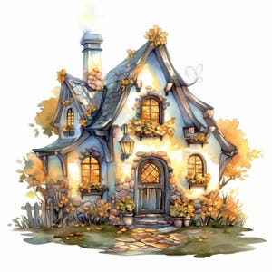 13 Fairytale House Clipart Set, Fantasy Home Images Illustrations, Printable Watercolor Clipart, High Quality JPG, Paper craft, Junk Journal