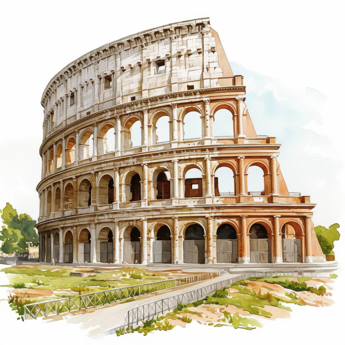 11 Coliseum Vineyards Clipart Bundle, Roman Ruins Illustrations ...