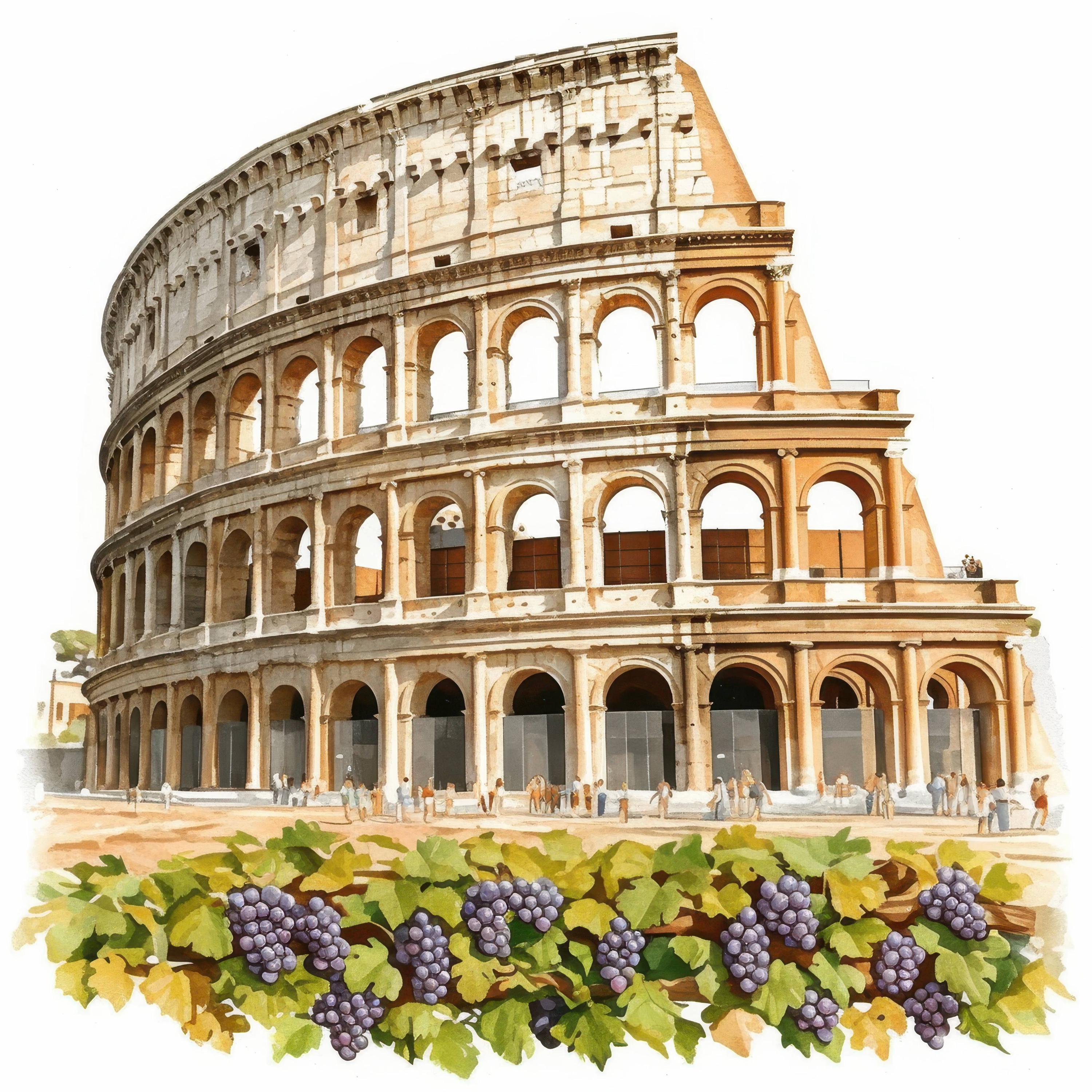 11 Coliseum Vineyards Clipart Bundle, Roman Ruins Illustrations ...